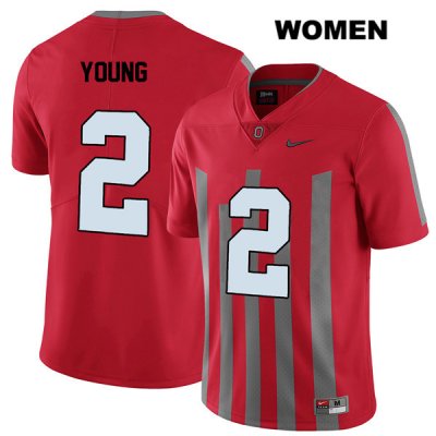 Women's NCAA Ohio State Buckeyes Chase Young #2 College Stitched Elite Authentic Nike Red Football Jersey JX20K73AB